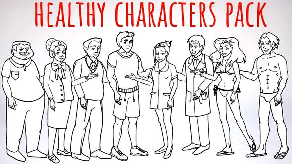 Healhty Lifestyle Sport, Fitness, Medicine Characters Doodle Whiteboard Animation - Download 21415030 Videohive