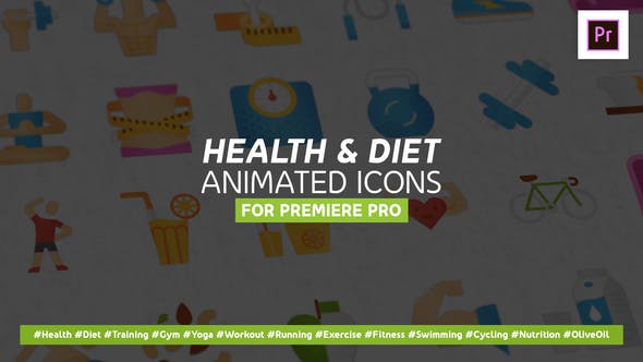 Health & Diet Modern Flat Animated Icons Mogrt - Download Videohive 29056891