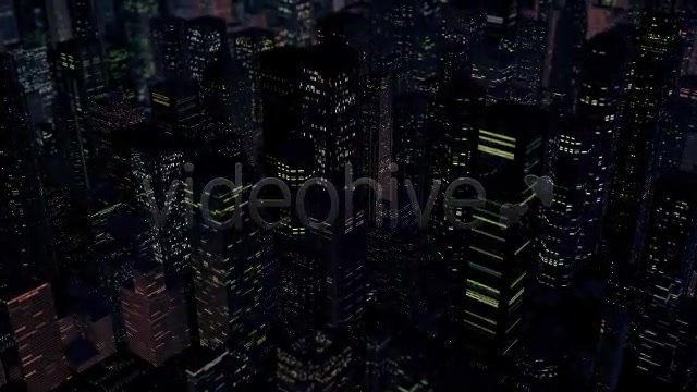 Helicopter Flyover of a Downtown City at Night - Download Videohive 239468
