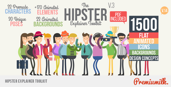 Hipster Explainer Toolkit & Flat Animated Icons Library - Download Videohive 10981763