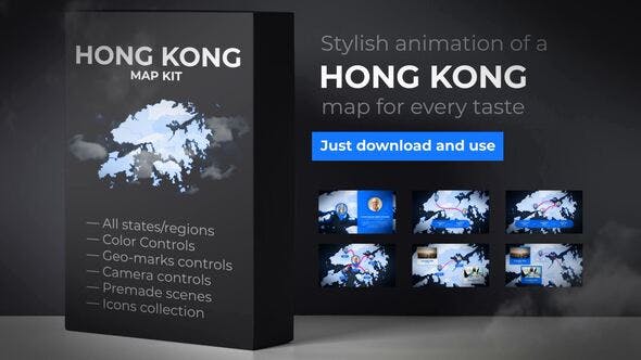 Hong Kong Animated Map Hong Kong Region of the Peoples Republic of China - Videohive 24304594 Download