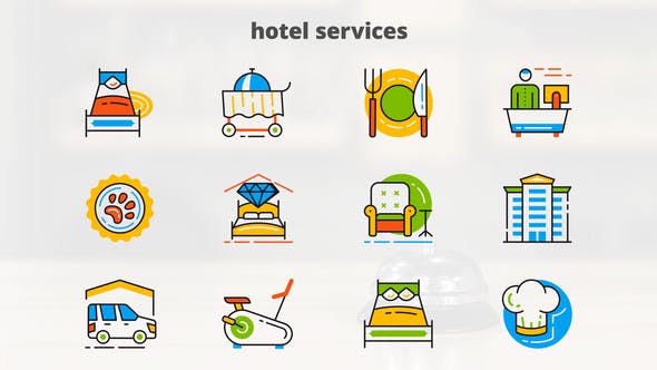 Hotel Services Flat Animated Icons Direct Download Videohive 24429453 ...