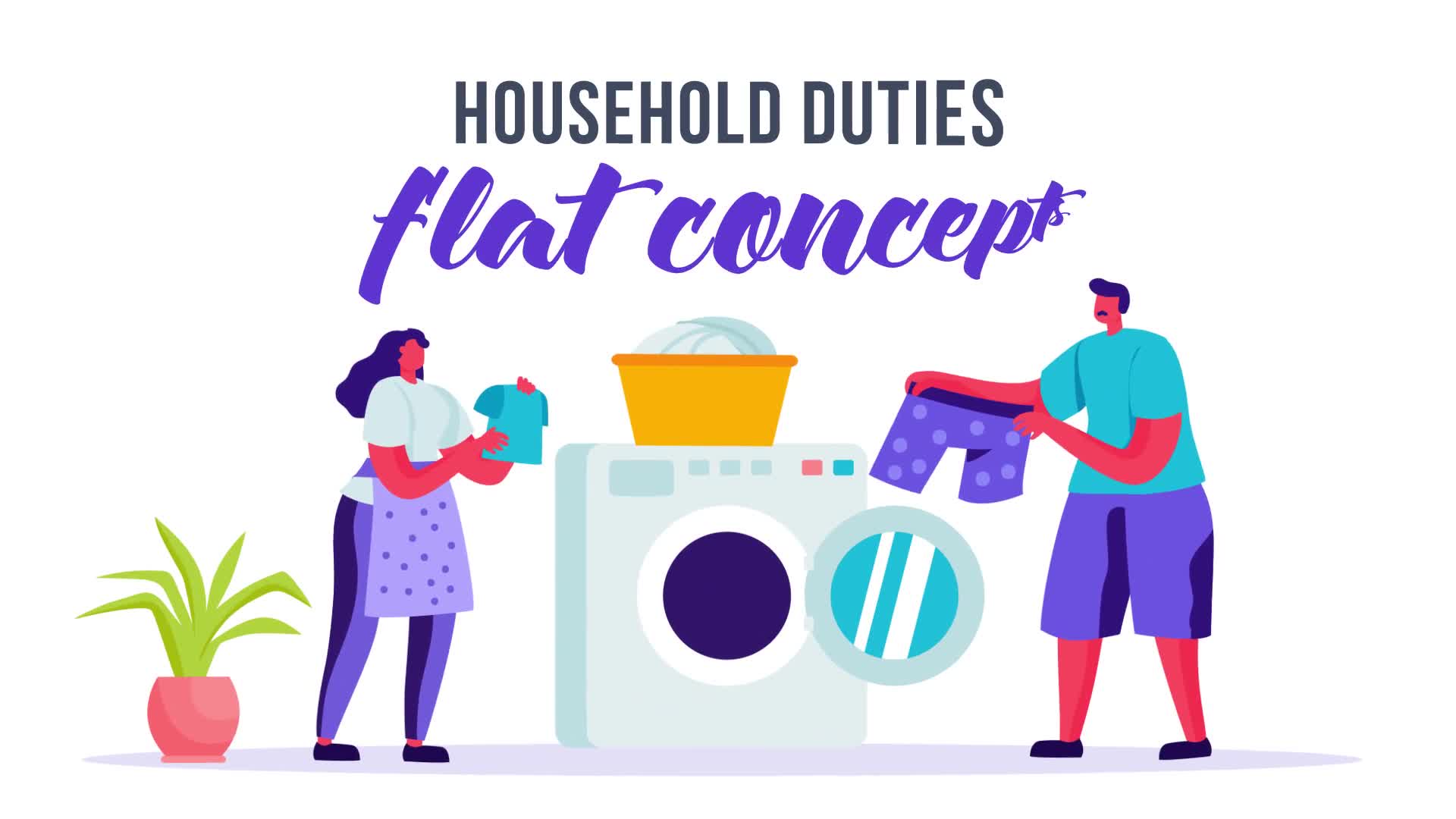 Household duties Flat Concept Videohive 33263968 After Effects Image 1