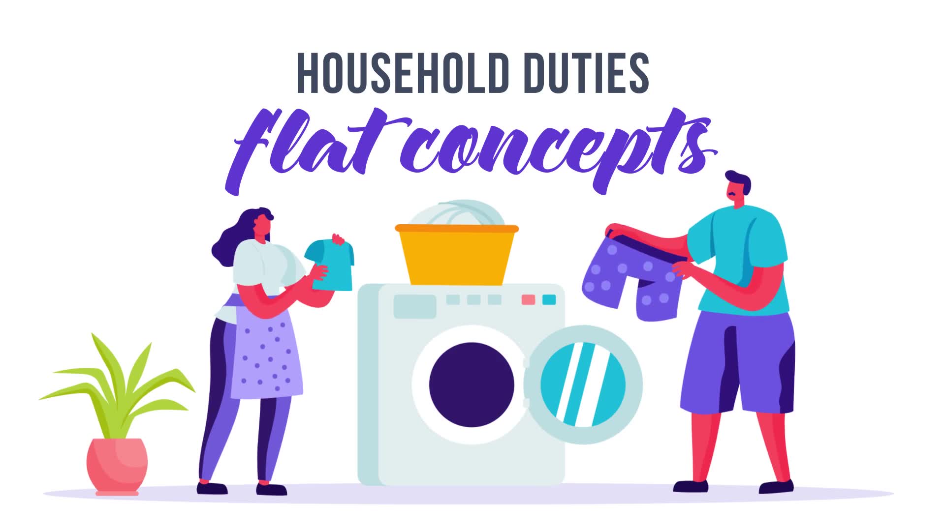 Household duties Flat Concept Videohive 33263968 After Effects Image 2