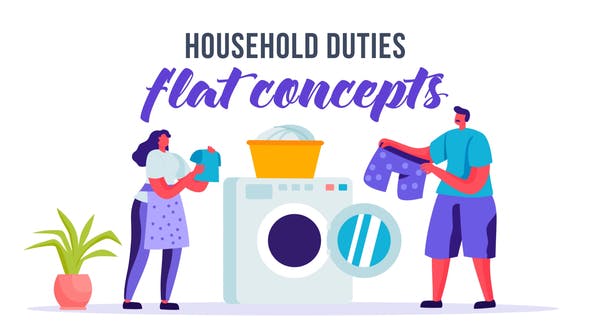 Household duties Flat Concept - 33263968 Videohive Download