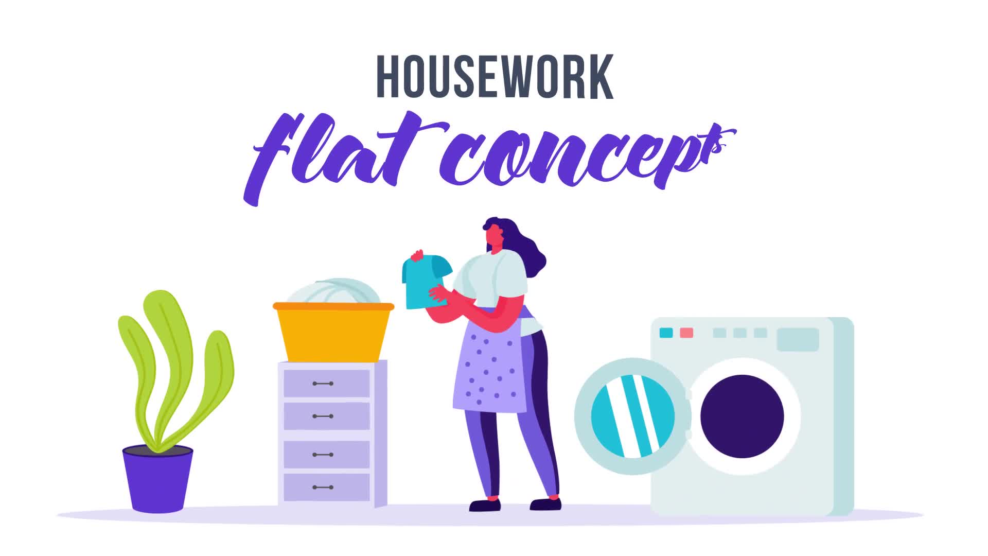 Housework Flat Concept Videohive 33263974 After Effects Image 1
