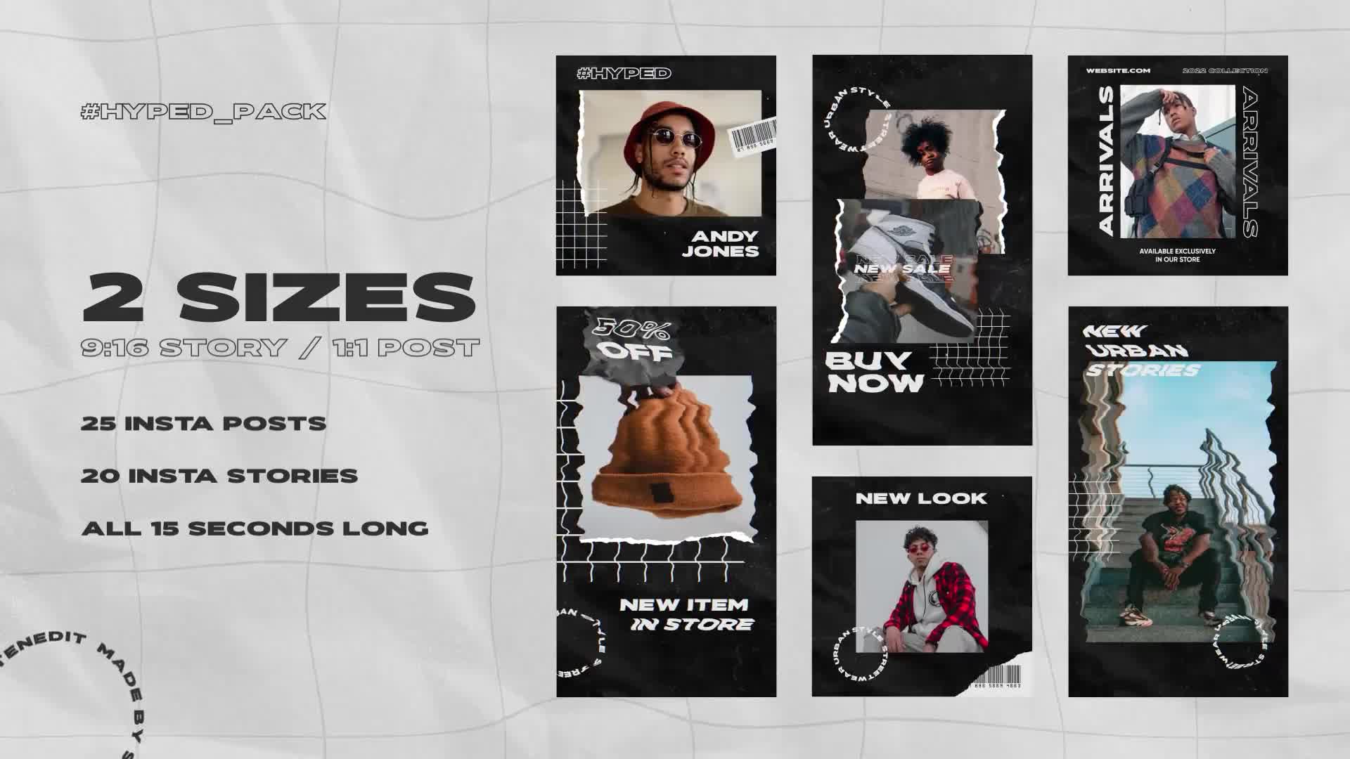 Hyped Streetwear Instagram Posts & Stories Pack Videohive 37262284 After Effects Image 1