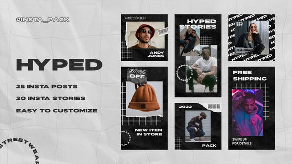 Hyped Streetwear Instagram Posts & Stories Pack - 37262284 Download Videohive