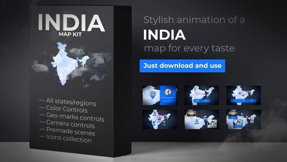 India Map Republic of India Map Kit - Videohive Download 24072171