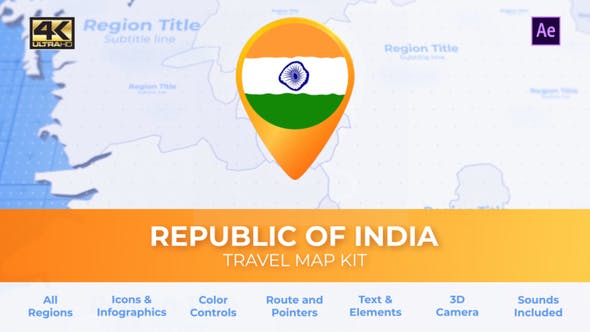 India Map Republic of India Travel Map - Videohive 28226837 Download