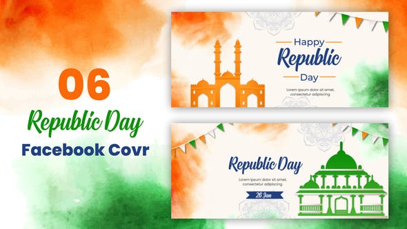 Indian Republic Day Facebook Cover Pack - Videohive Download 35412621