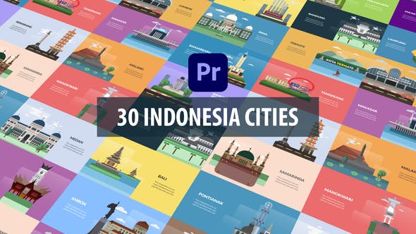 Indonesia Cities Animation | Premiere Pro MOGRT - 31522664 Download Videohive