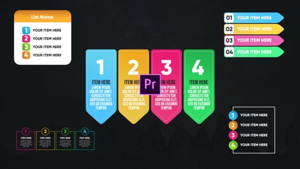 Infographic Colorful Lists Premiere Pro - Videohive 26467692 Download