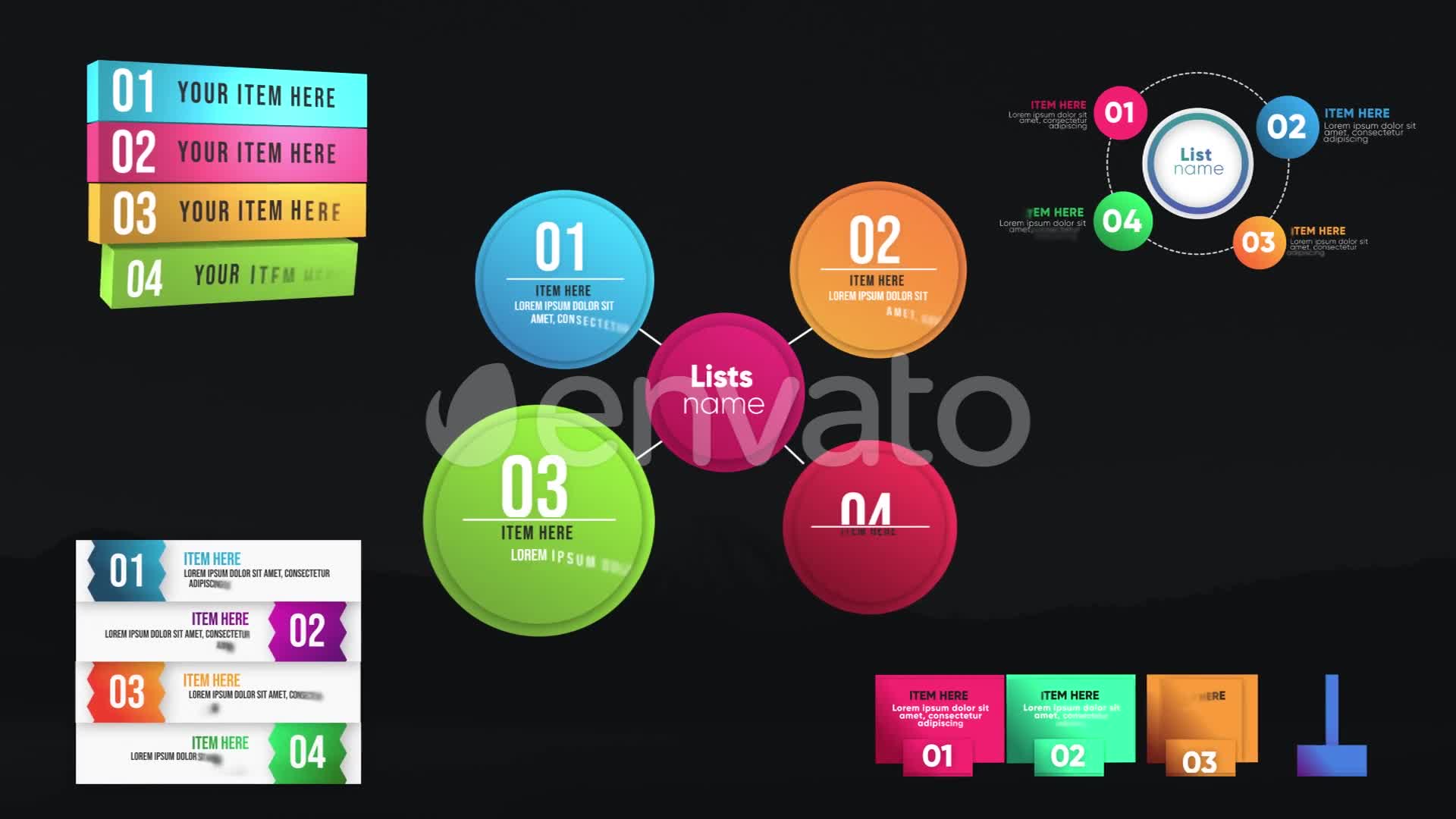 Infographic Unique Lists Videohive 26521244 After Effects Image 1
