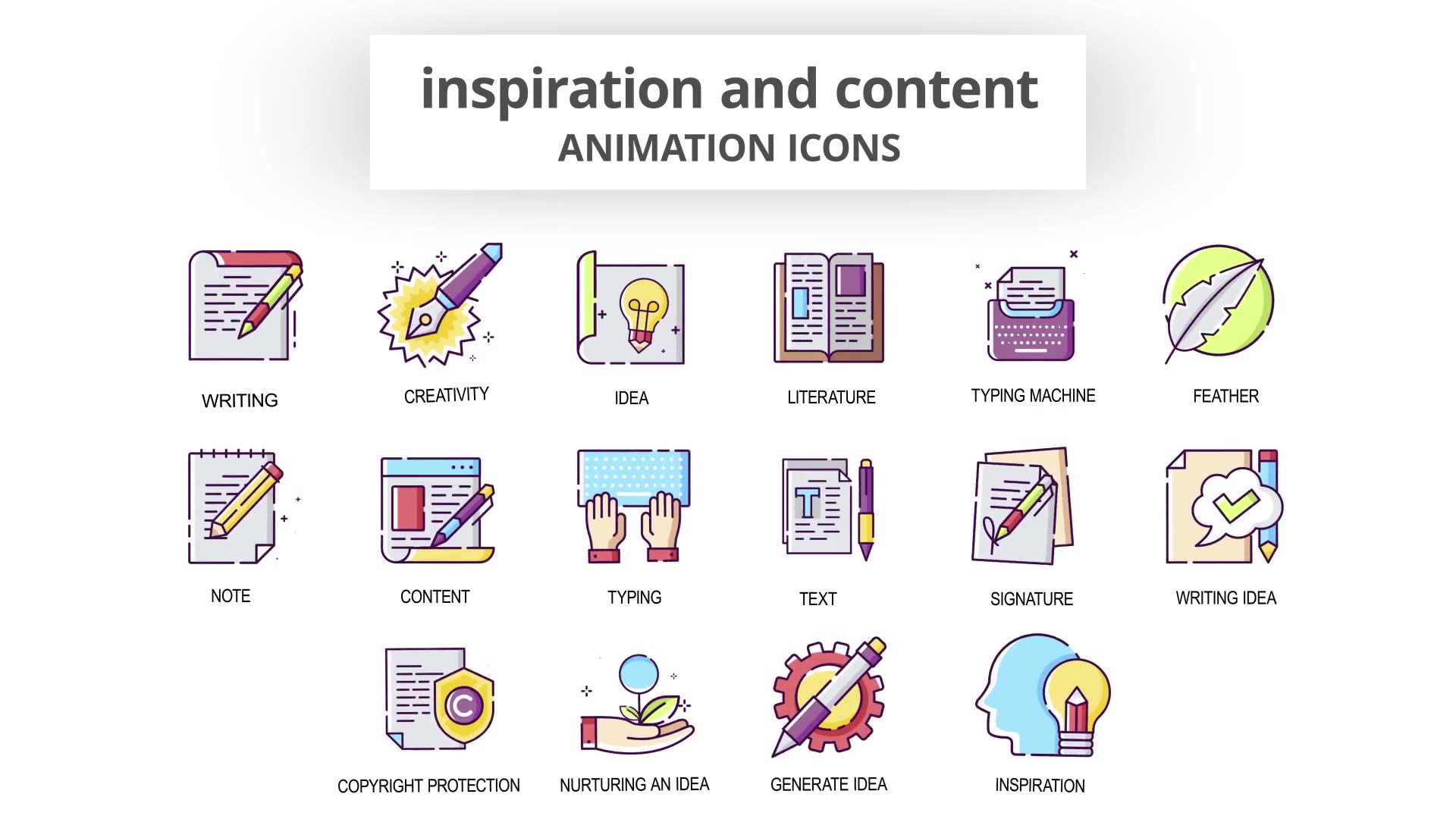 Inspiration & Content Animation Icons Videohive 30041554 After Effects Image 5