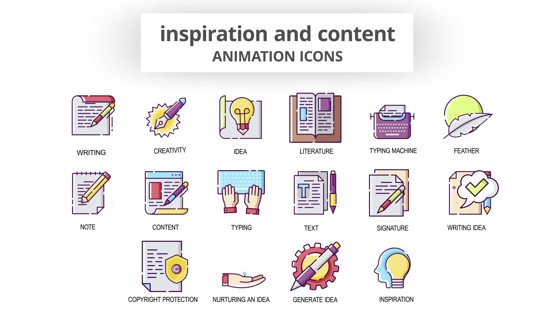 Inspiration & Content Animation Icons Videohive 30041554 After Effects Image 7