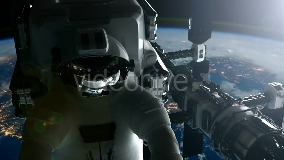 International Space Station and Astronaut Orbiting Earth - Download Videohive 19318109