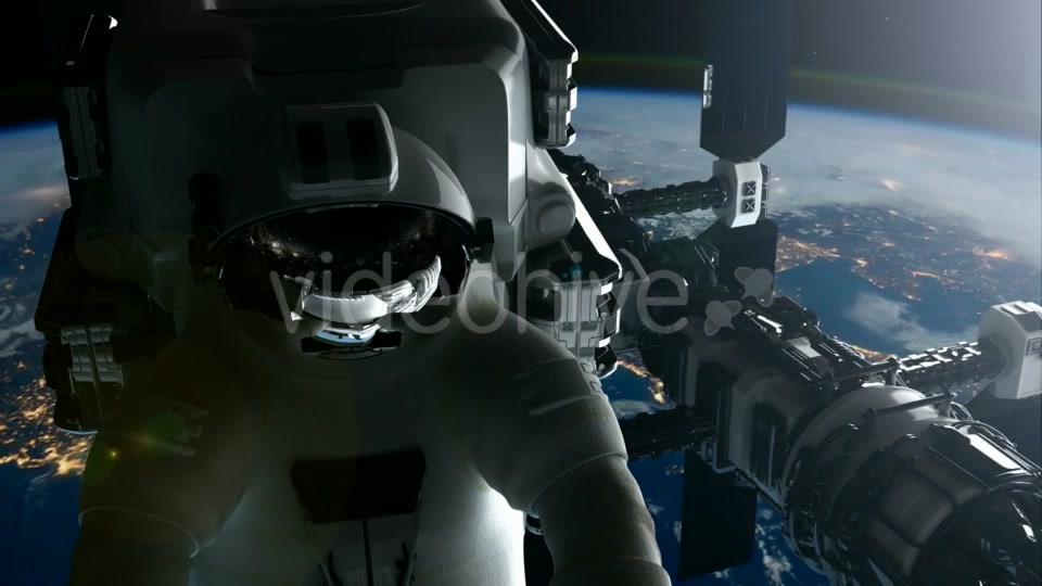 International Space Station and Astronaut Orbiting Earth - Download Videohive 19318109