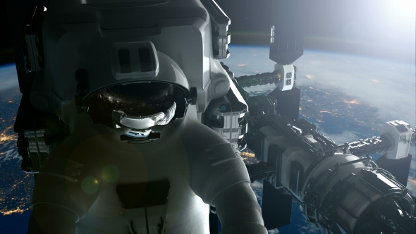 International Space Station and Astronaut Orbiting Earth - Download Videohive 19318109