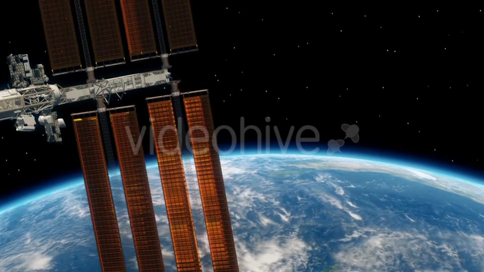 International Space Station ISS Revolving Over Earths Atmosphere - Download Videohive 21355256