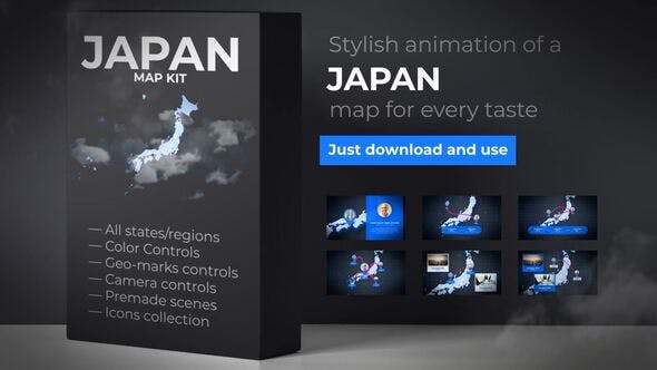 Japan Map Animation Japanese Map Kit - Videohive 24088159 Download