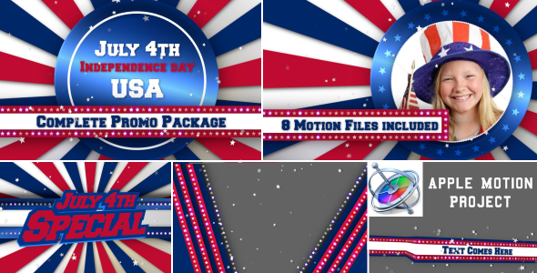 July 4th USA Patriotic Broadcast Promo Pack Apple Motion - Download Videohive 15889149