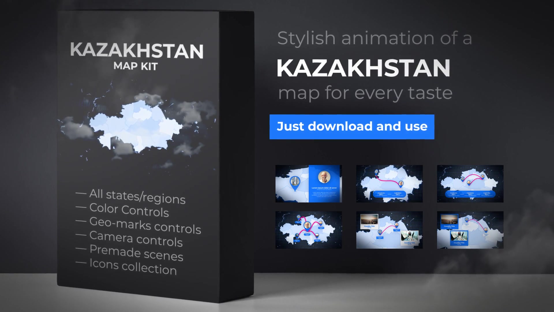 Kazakhstan Map Republic of Kazakhstan Map Kit Videohive 24603529 After Effects Image 11