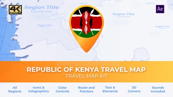 Kenya Map Republic of Kenya Travel Map - Download Videohive 30442210