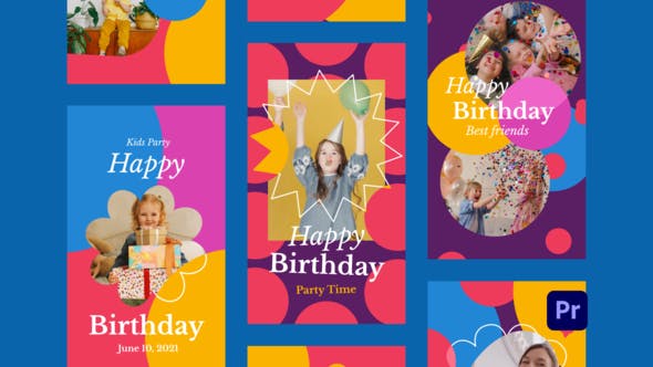 Kids Birthday Party Instagram Stories for Premiere Pro - Videohive Download 33238158