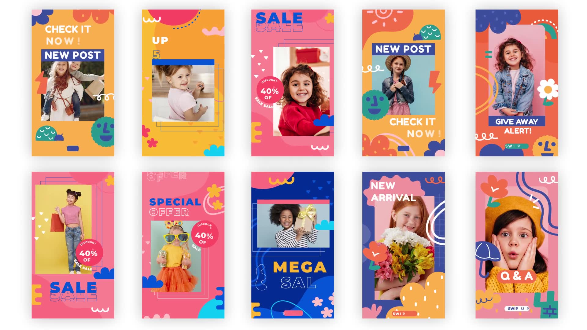 Kids Fashion Instagram Story Pack Direct Download 34455955 Videohive After  Effects