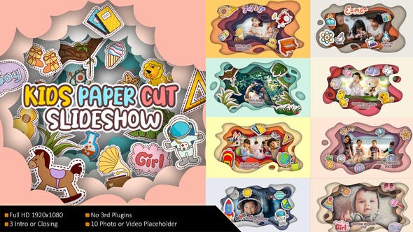 Kids Paper Cut Slideshow - Videohive 32435875 Download