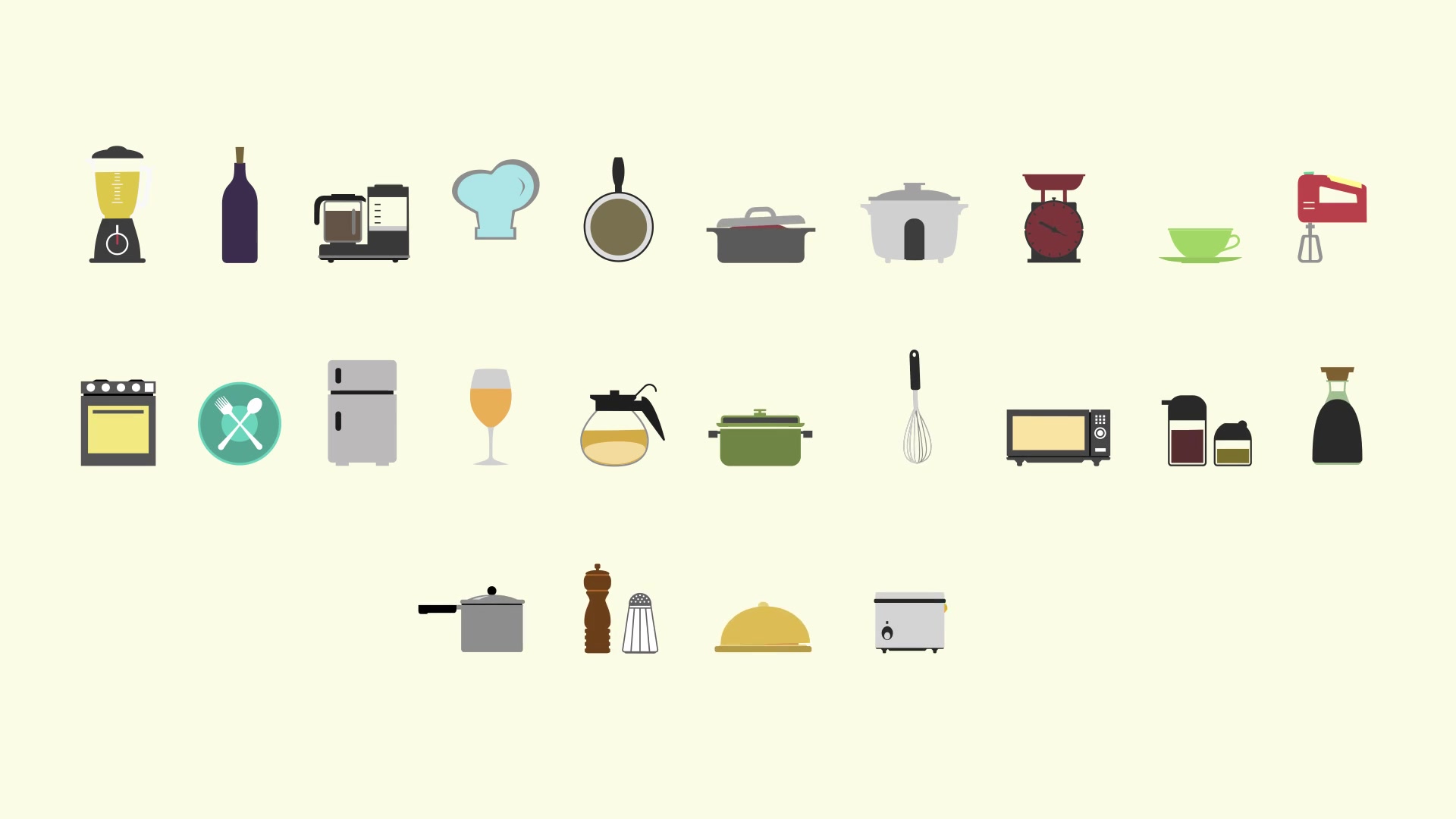 Kitchen Flat Design Icons Videohive 37260454 After Effects Image 5
