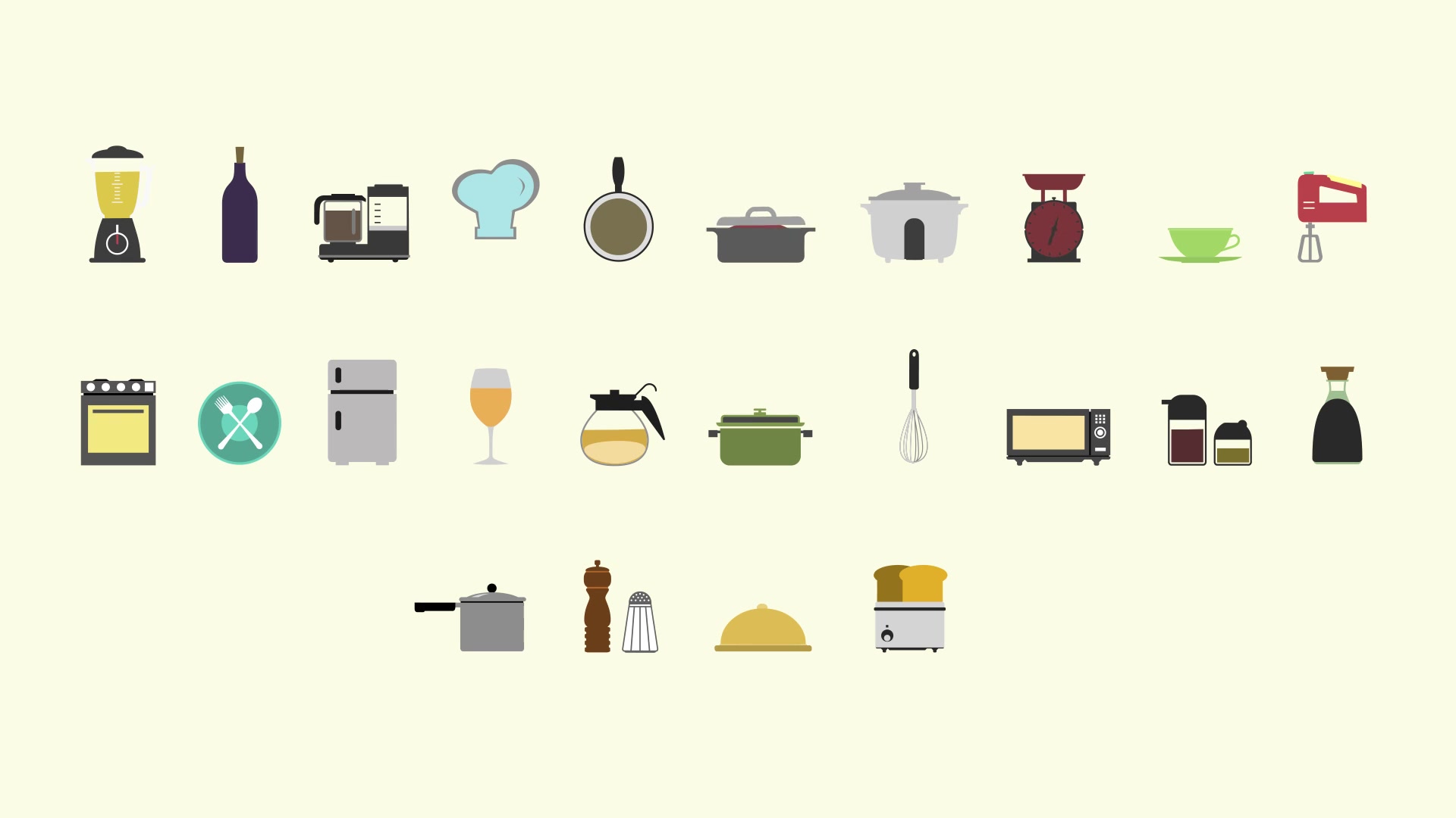 Kitchen Flat Design Icons Videohive 37260454 After Effects Image 6