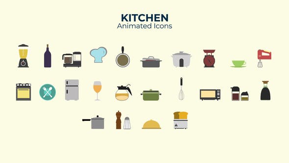 Kitchen Flat Design Icons - 37260454 Download Videohive