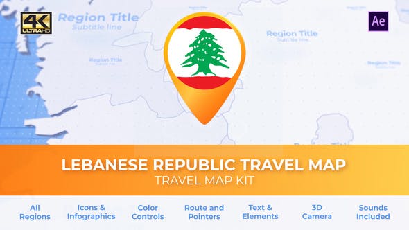 Lebanon Map Lebanese Republic Travel Map - Videohive 30470557 Download