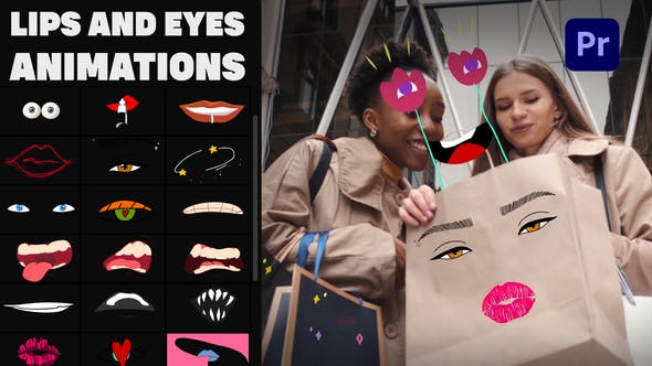 Lips And Eyes Mask Stickers for Premiere Pro - 37444943 Videohive Download