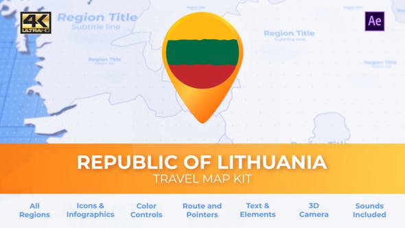 Lithuania Map Republic of Lithuania Travel Map - 32558885 Videohive Download