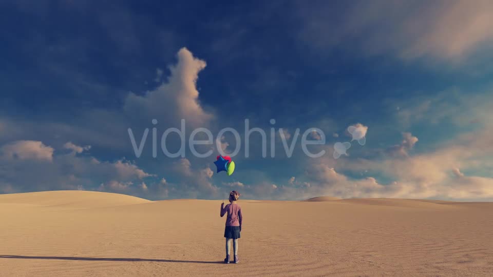 Little Girl and Desert Surreal Background Video - Download Videohive 21288435