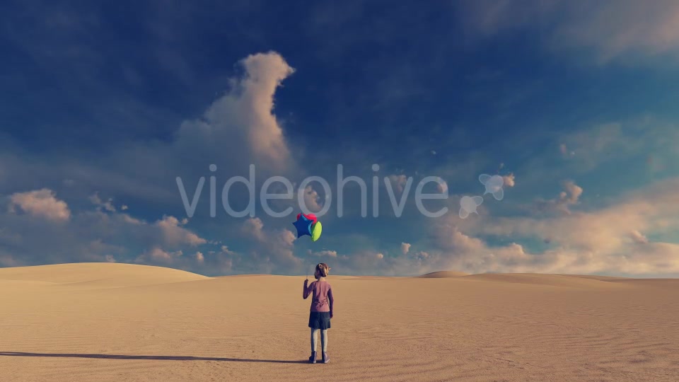 Little Girl and Desert Surreal Background Video - Download Videohive 21288435