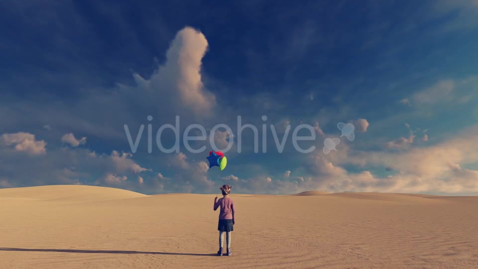 Little Girl and Desert Surreal Background Video - Download Videohive 21288435
