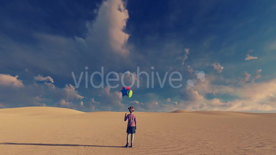 Little Girl and Desert Surreal Background Video - Download Videohive 21288435