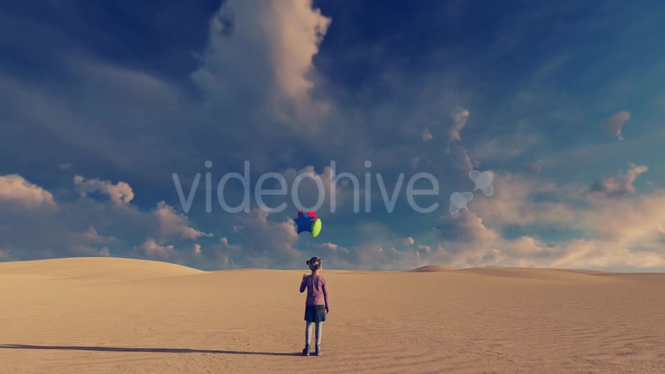 Little Girl and Desert Surreal Background Video - Download Videohive 21288435