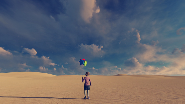 Little Girl and Desert Surreal Background Video - Download Videohive 21288435