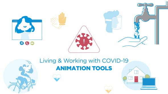 Living & Working with COVID 19 Animated graphics - Download 26718623 Videohive
