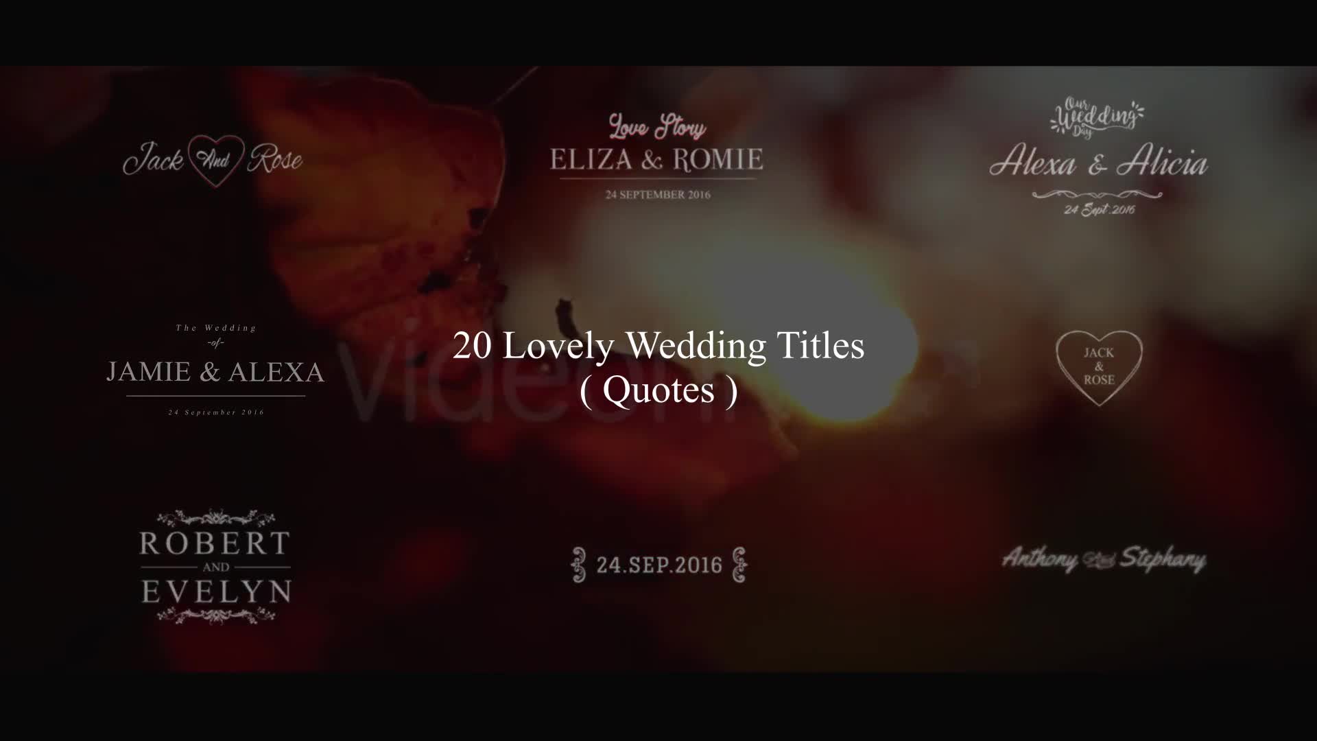 Lovely Wedding Titles Vol 4 Videohive 18755539 After Effects Image 1