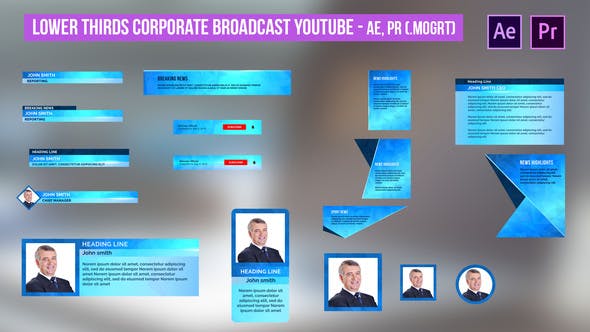 Lower Thirds Corporate Broadcast YouTube AE, PR - Videohive 31482376 Download