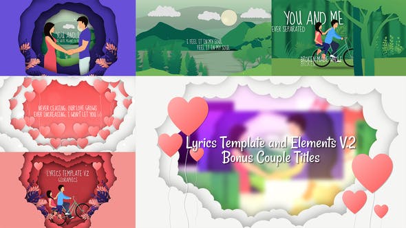 Lyrics Template and Elements V.2 Paper Cut Concepts - Videohive Download 24487049