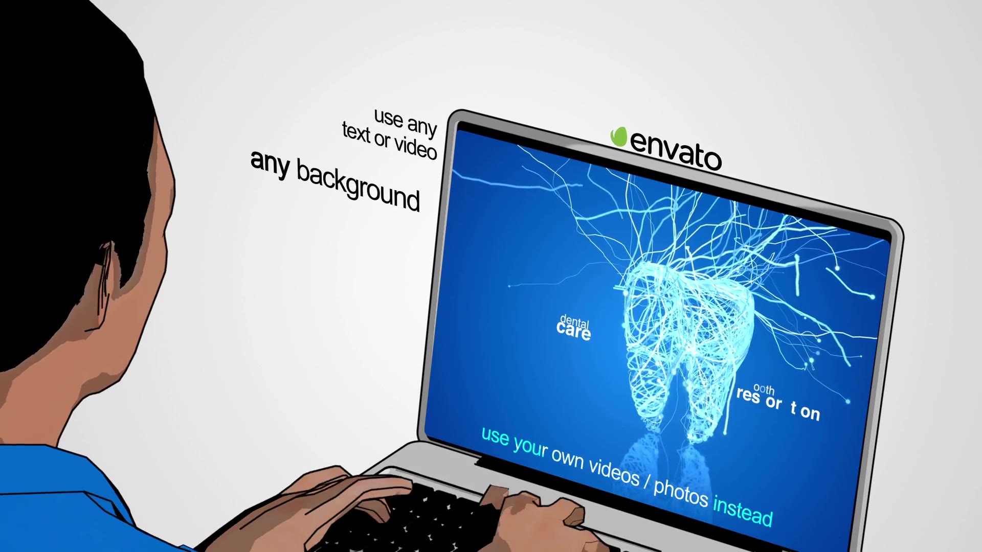 Man Typing on Laptop Toon Shaded Videohive 21287543 After Effects Image 7