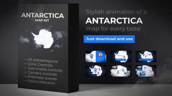 Map of Antarctica with Territories Antarctica Map Kit - Download Videohive 24363085
