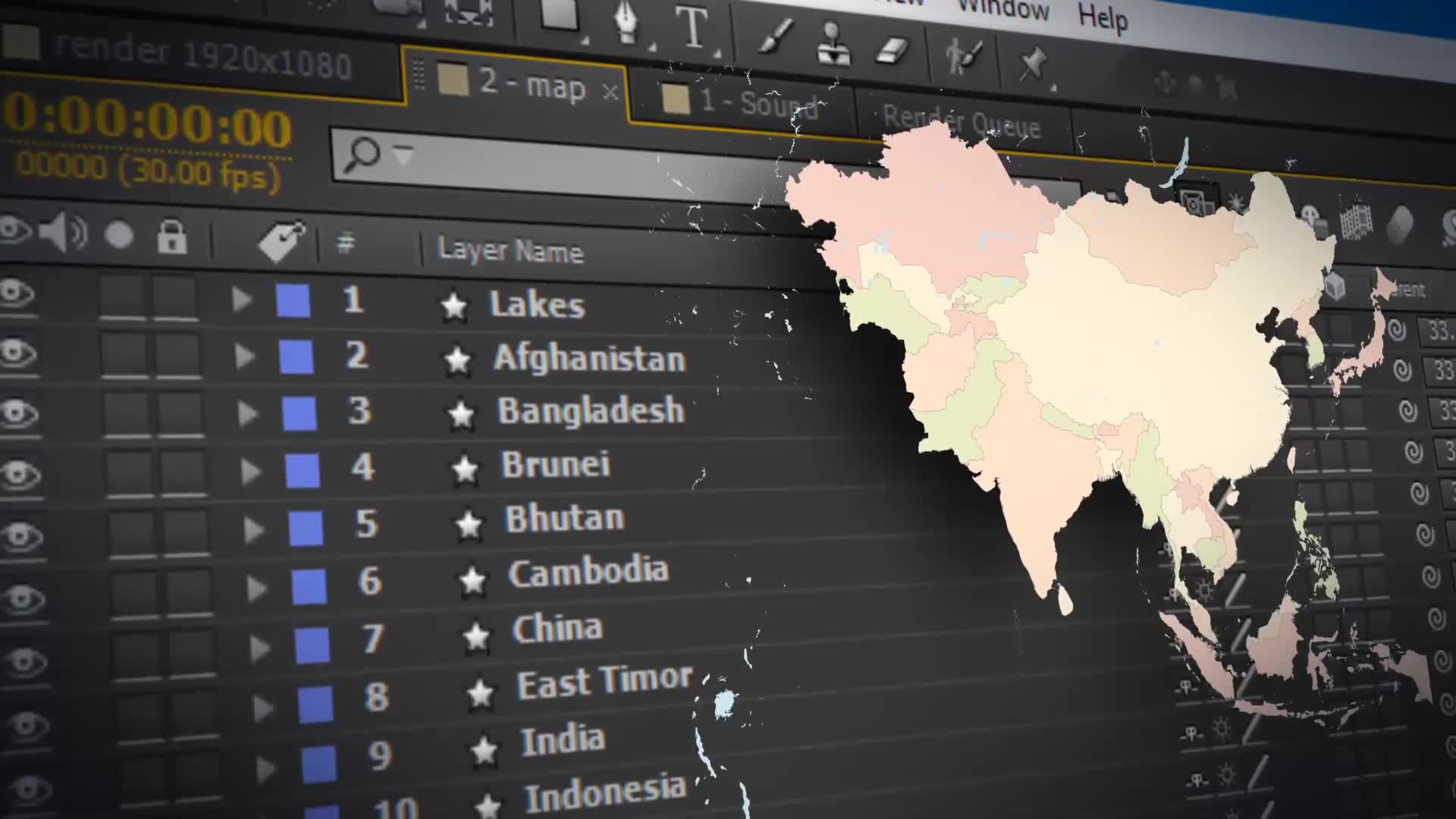 Map of Asia with Countries Asia Map Kit Videohive 24373281 After Effects Image 2